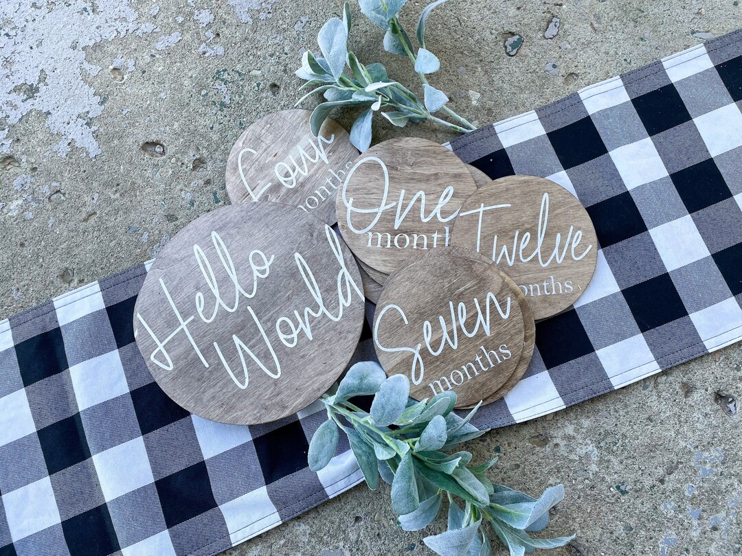 Baby Name Plate/ Newborn Name Sign/ Monthly Milestone Plate/ Hello