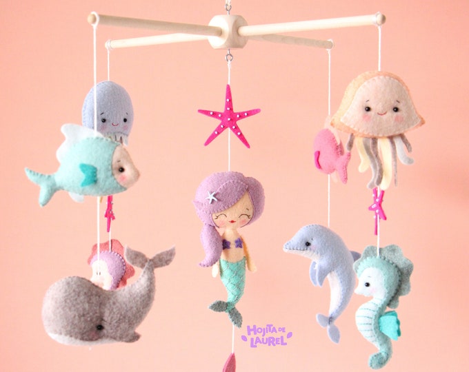 Mermaid Baby Mobile, Ocean Crib Mobile, Sea Creatures Cot Mobile