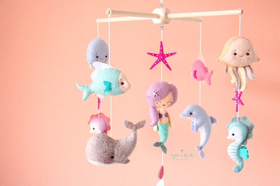 Mermaid Baby Mobile Ocean Crib Mobile Sea Creatures Cot Etsy