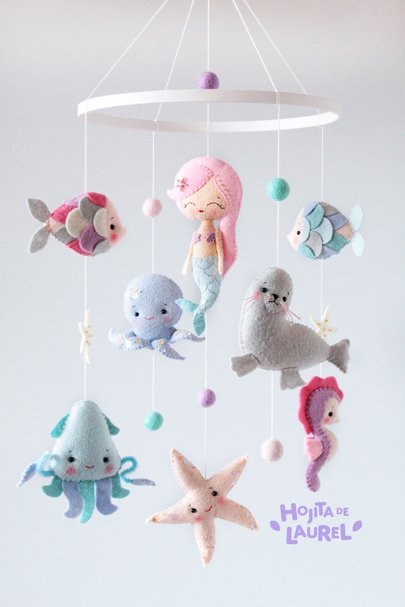 Mermaid Baby Mobile Ocean Crib Mobile Sea Creatures Cot Etsy