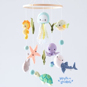 Ocean Baby Mobile, Sea Creatures Crib Mobile, Nautical Cot Mobile, Ocean Nautical Nursery Decor, Baby Shower Gift, Baby Boy Crib Mobile