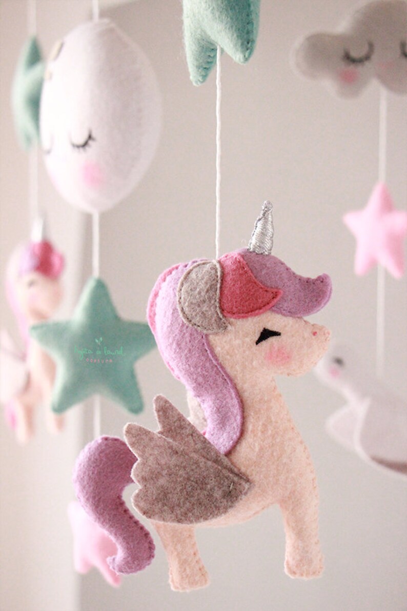 Unicorn Baby Mobile Unicorn Crib Mobile Moon Mobile Nursery Etsy