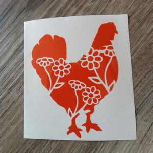 Floral Chicken Decal, Daisy Chicken Vinyl Decal, Car Decal, Chicken Lover, Laptop Decal, Tumbler Decal, Cute Chicken