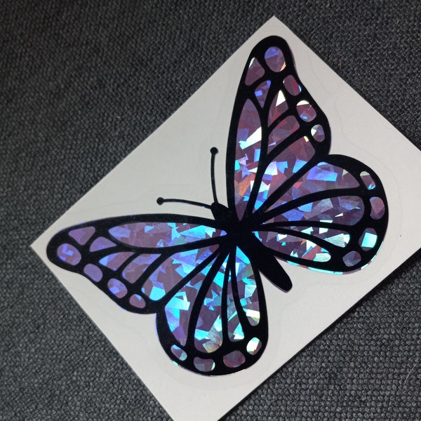 Butterfly Decal, Crystal Holographic Decal, Laptop Decal, Journal Decal, Monarch, Color Shifting, Vinyl Decal