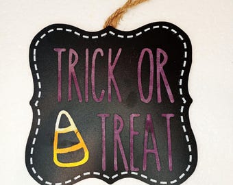 Trick Or Treat Wall Hanger Mini Wood Sign