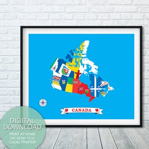Canada Flag decor, Printable Wall Art, Last Minute  gift, Canada map Poster, Canada map wall art, Classroom Poster, dorm room Digital Print