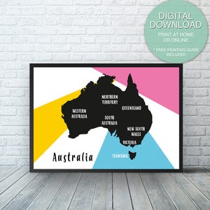 Printable Wall Art, Last Minute  gift, Australia map Decor, australia map print, map of australia,  australia poster, map poster, Home decor