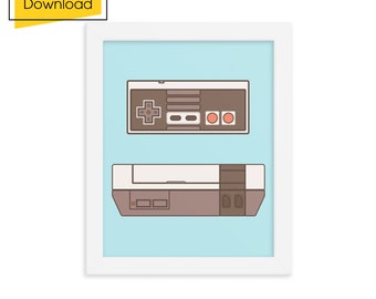 NES Console Art Print – Retro Video Game Decor (Digital Download)
