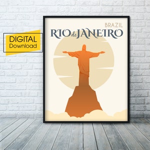 RIO DE JANEIRO Brasilien Skyline druckbare Wandkunst, Reise Poster,