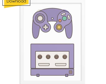 Retro Game Console Art Print: Gamer Room Decor (Digital Download)