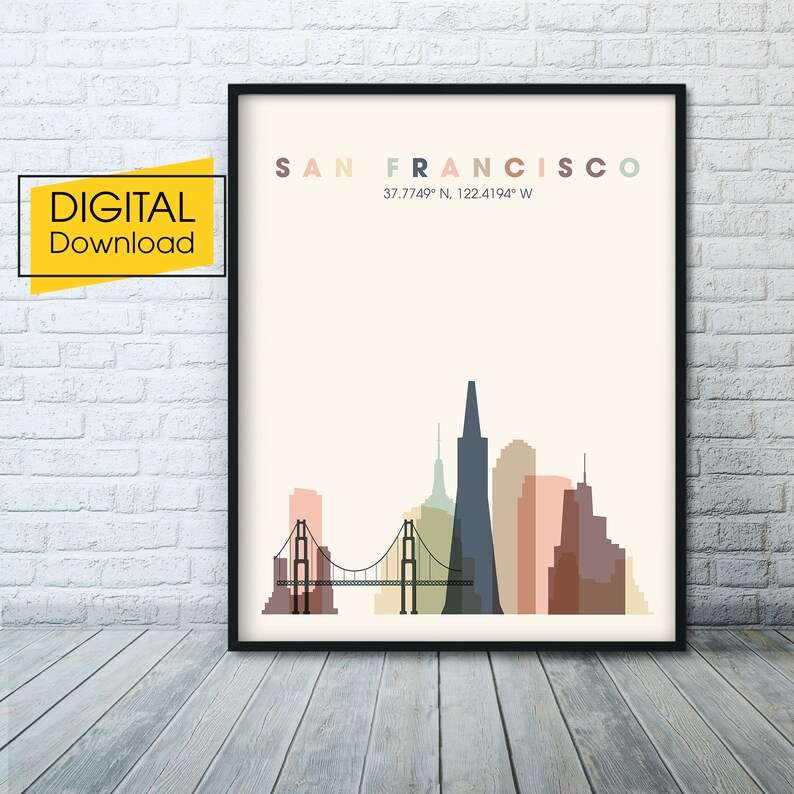 San Francisco Skyline Printable Wall Art - Etsy