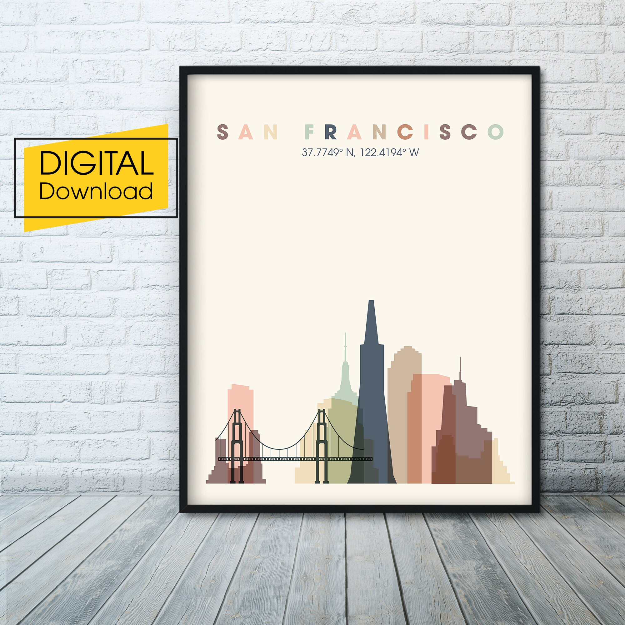 San Francisco Skyline Printable Wall Art | Etsy