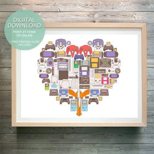 I LOVE YOU - Videospiel-Herz-Kunst für Spielraum-Dekor- und Geschenkideen