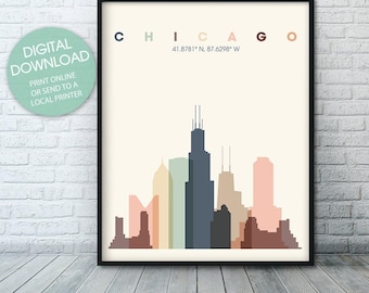 Chicago Skyline Art Print | Modern Home & Office Decor (Digital Download)