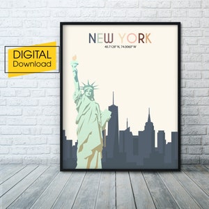 Arte de pared imprimible del horizonte de Nueva York