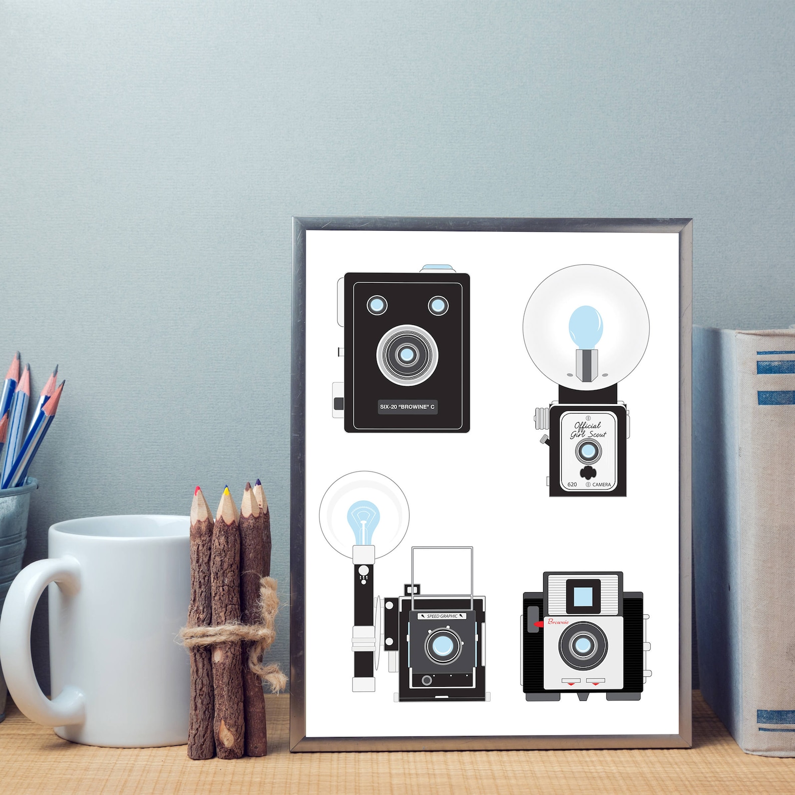 Retro Camera Decor Printable Wall Art Last Minute Gift Etsy