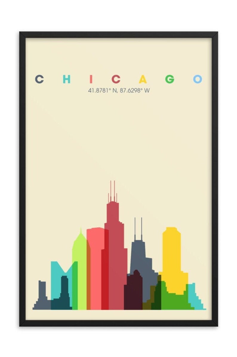 Chicago Skyline Decor, Chicago Art Print Etsy
