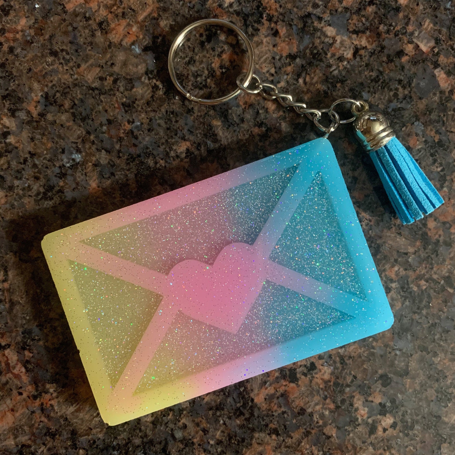 Pink/Yellow/Blue Envelope Resin Keychain Etsy