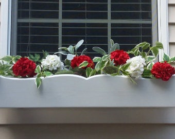 Custom 22 1/2" Long - Cedar Window Planter Box - White - Scalloped Design