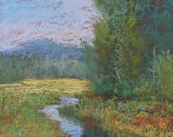 Dipinto originale di paesaggio a pastello: pastello morbido su carta (50 x 35 cm)