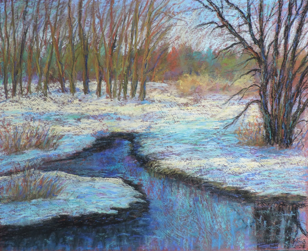 Original Soft Pastel Winter Landscape Painting - Etsy
