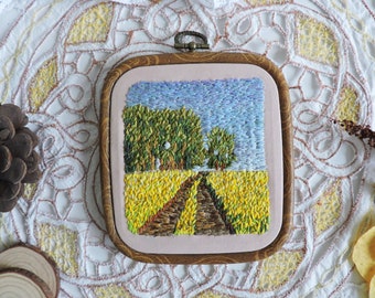 Mini Handcrafted Embroidered Landscape - Small Size Wall Art