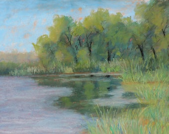 Dipinto originale di paesaggio a pastello morbido