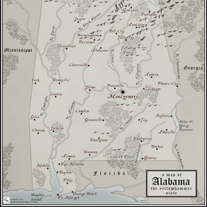 Carte de l’Alabama - Téléchargement numérique