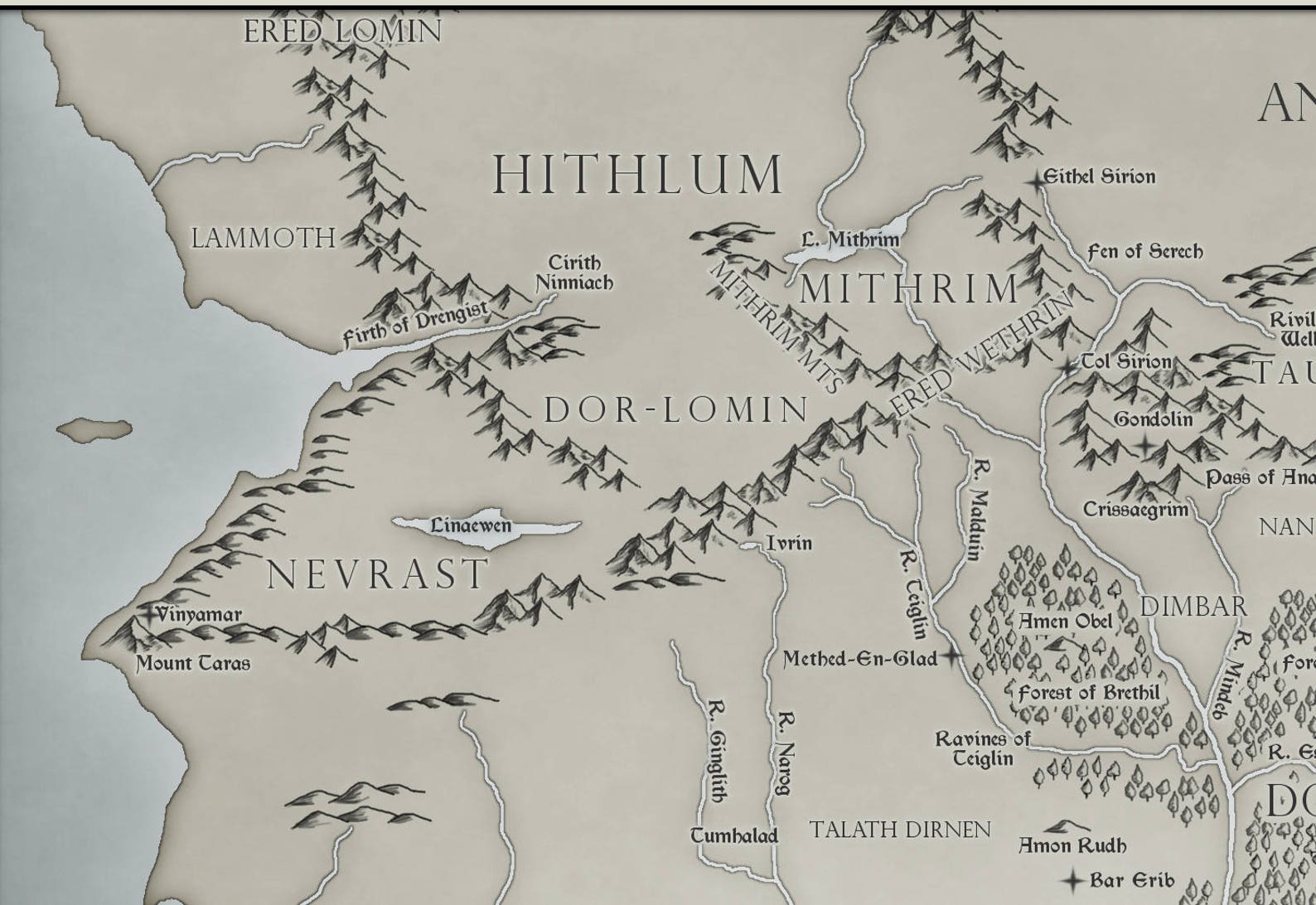Beleriand Tolkien Map Digital Download | Etsy