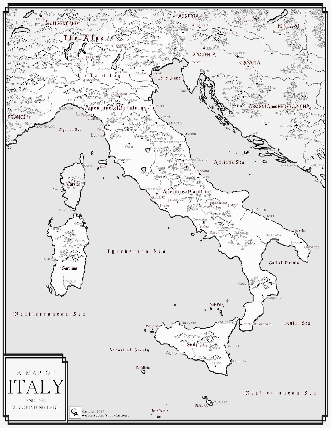 イタリア地図 - デジタルダウンロード - Etsy 日本