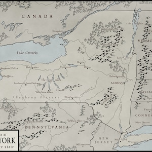 Kaart van de staat New York - Digitale Download