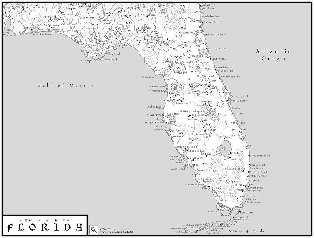 Florida Map - Digital Download - Etsy