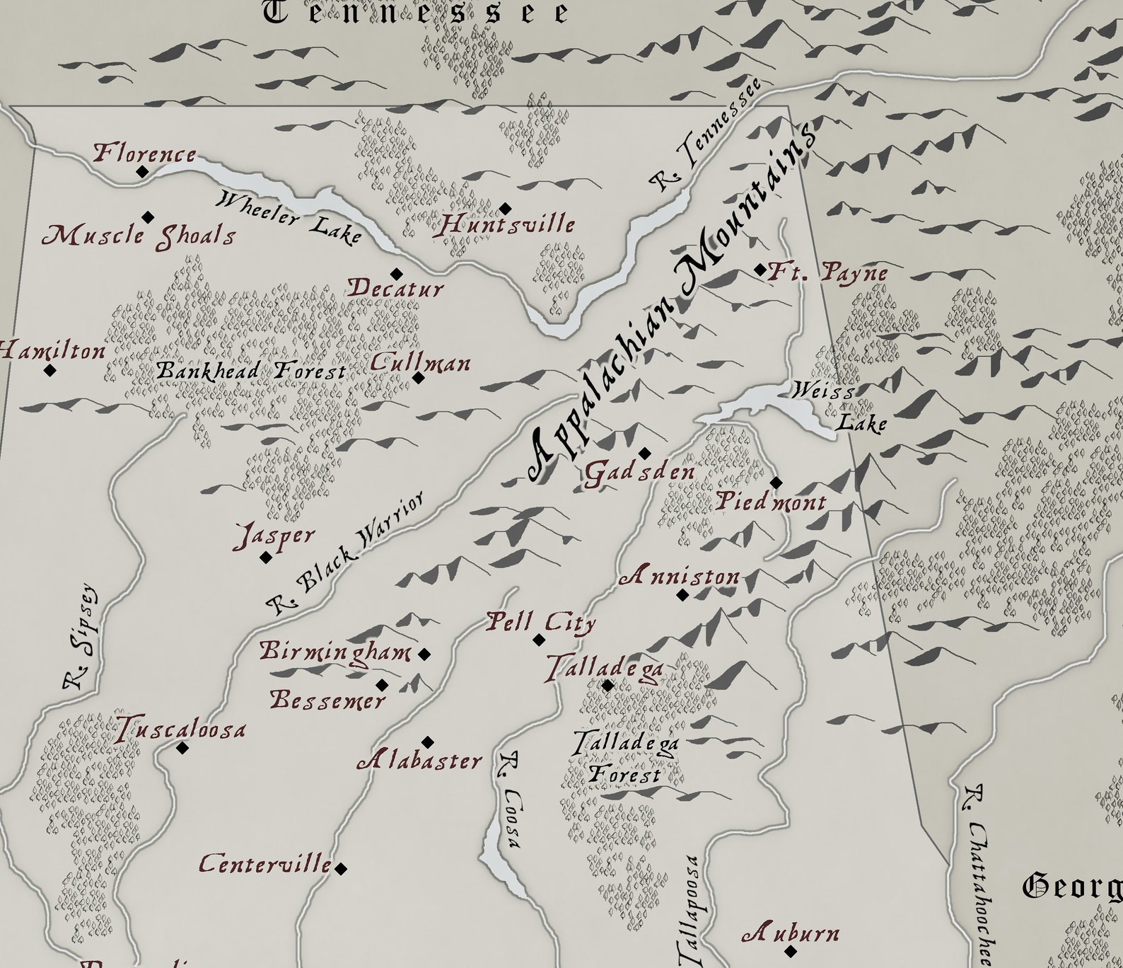 Alabama Map - Digital Download - Etsy
