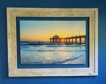 The Post & Beam Whitewashed Pickled White 3.5&quot; - Vintage Rustic Decor Reclaimed Wood Frame (All Sizes)