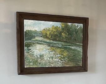 Reclaimed Oak Floating Frame – Rustic Barnwood Picture Frame, Light Walnut