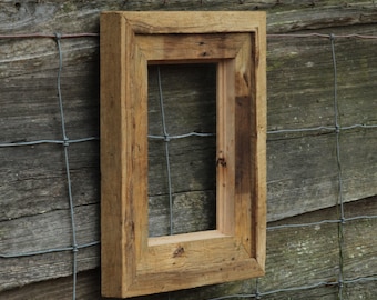 Reclaimed Barnwood Picture Frame – Rustic Cypress Wood, Floating Canvas