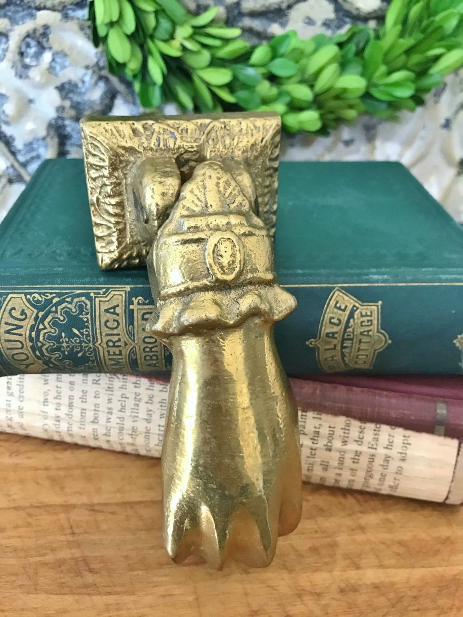 BRASS DOOR KNOCKER. Ball in Hand Doorknocker. Old Door Etsy