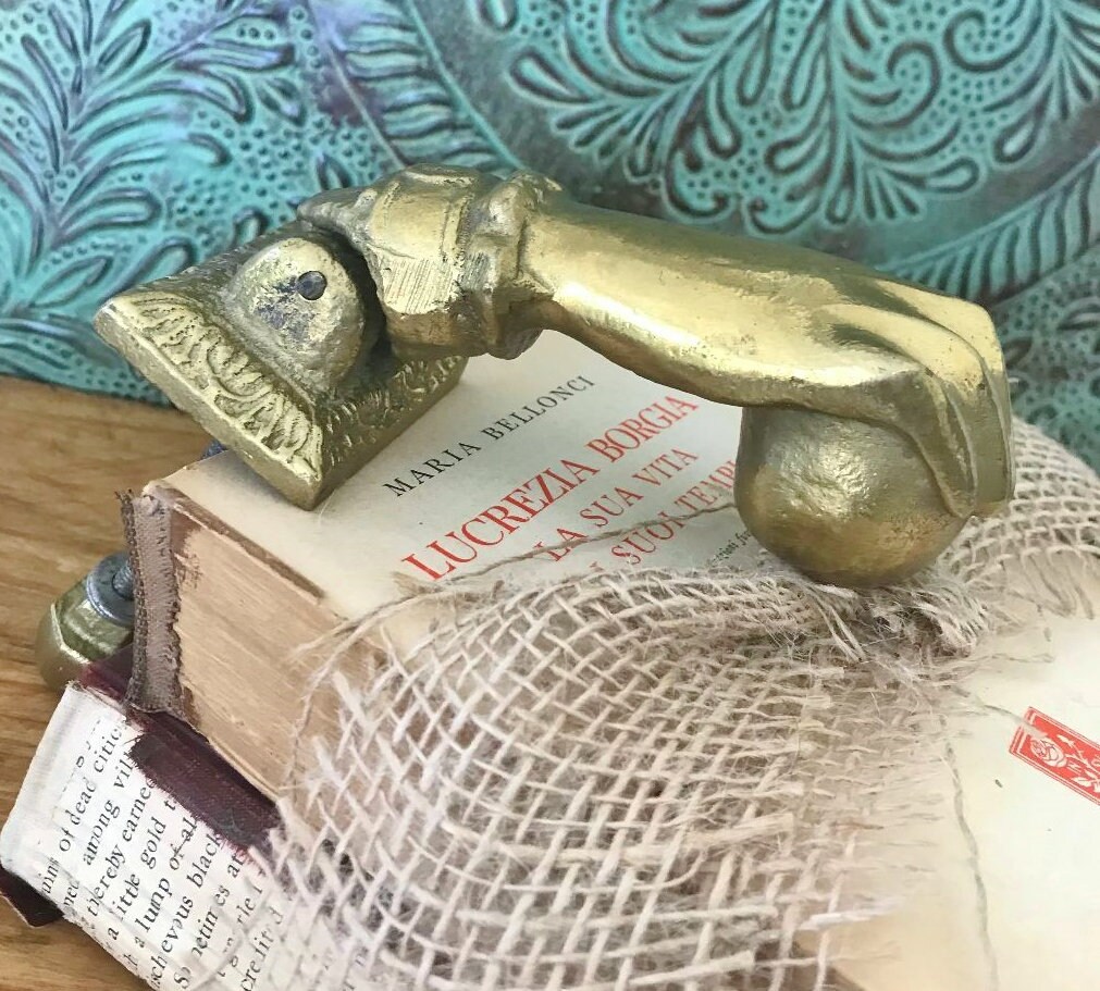 BRASS DOOR KNOCKER. Ball in Hand Doorknocker. Old Door Etsy