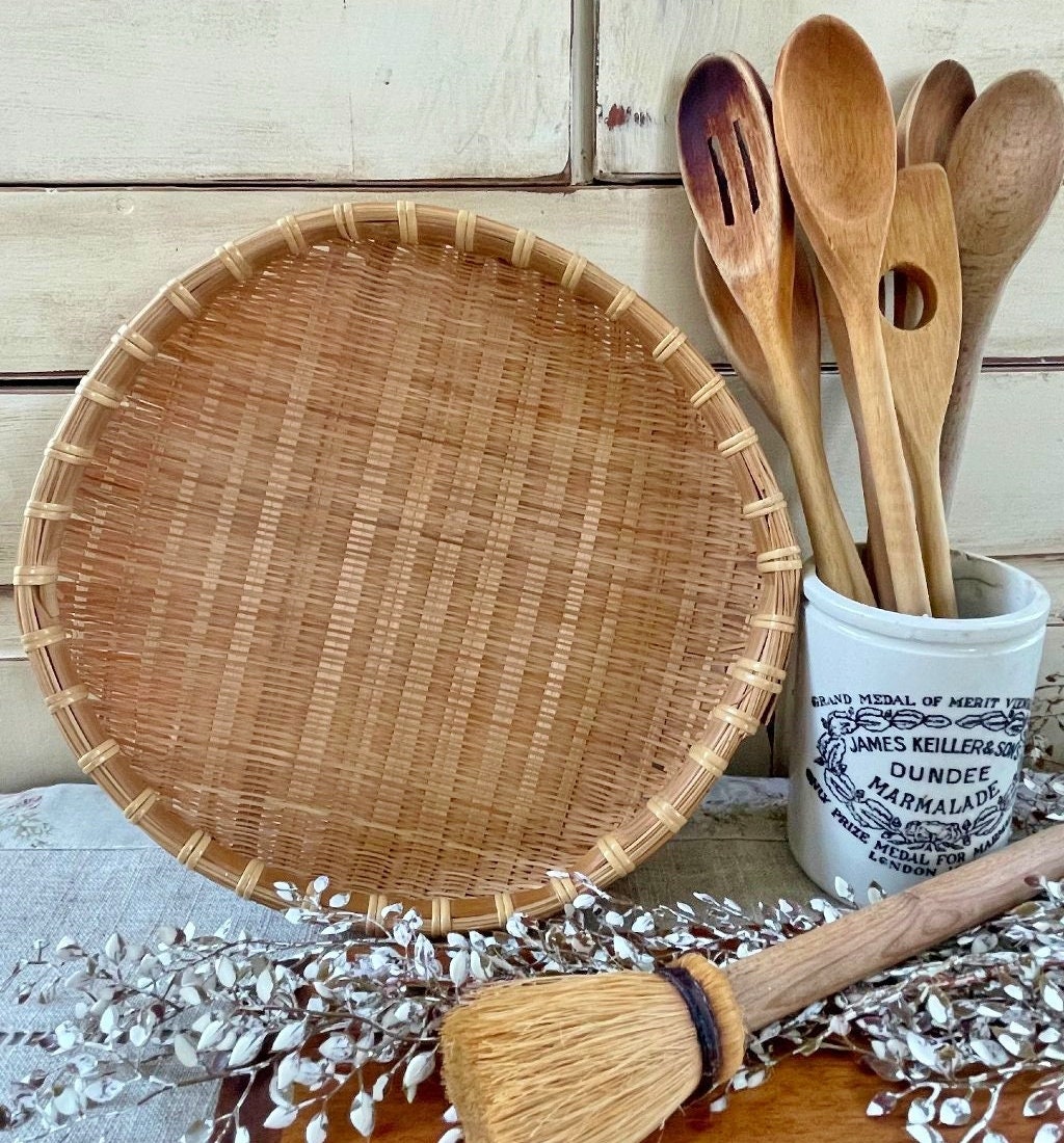 Winnowing Basket Bowl Basket Basket Decor Vintage Winnowing Etsy