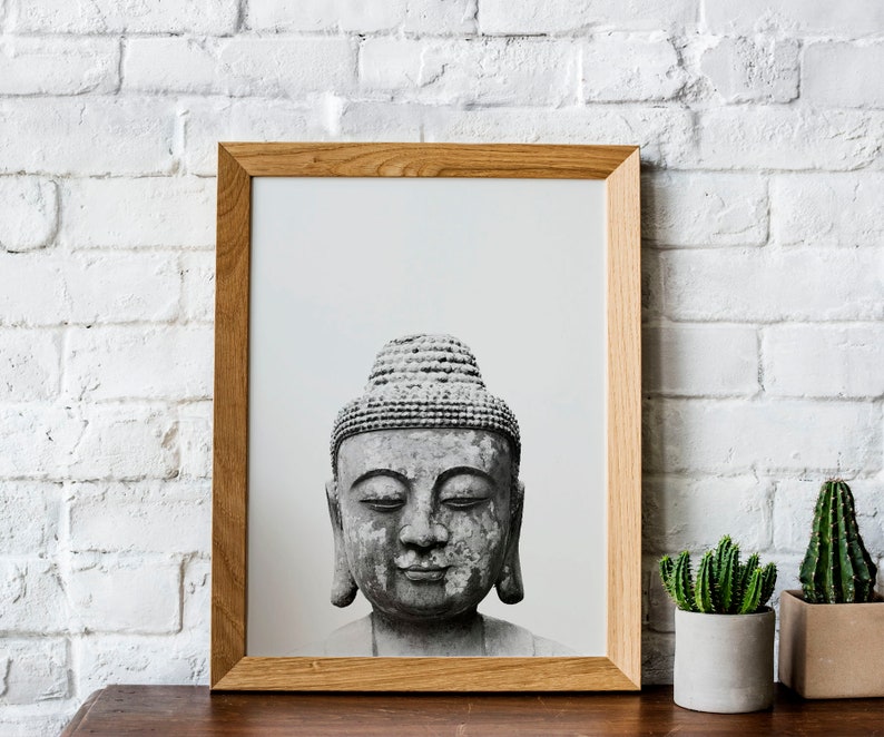 Buddha wall art. Extra large wall art meditating black and Etsy