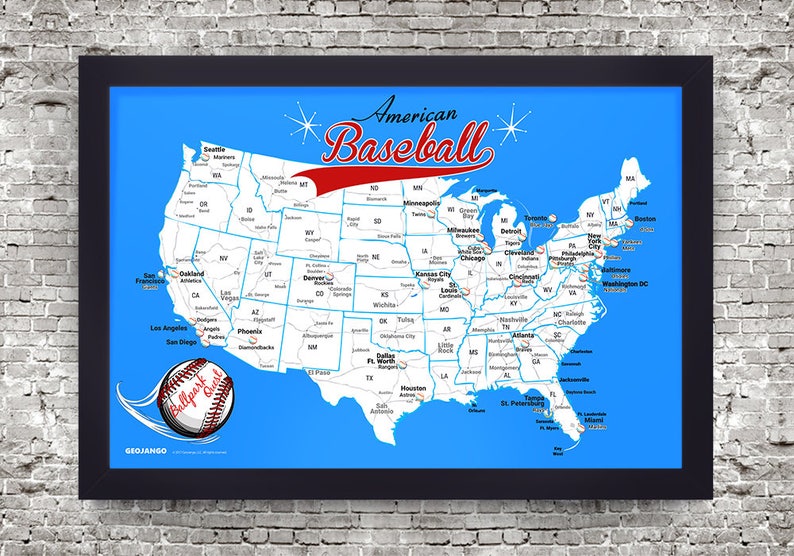 Baseball Park Map - Choose Your Team - Ballpark Quest Map - Sports ...