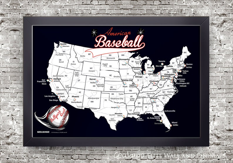 Personalized Baseball Stadium Map: Baseball Park Push Pin Map ...