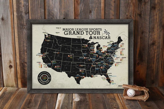 Grand Tour Sports Stadium Map: 4 Major Leagues - Hockey-basketball