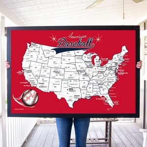 Baseball Stadium Map - Boston Red Sox - Ballparks Sports Map - Pin Map or Map Poster