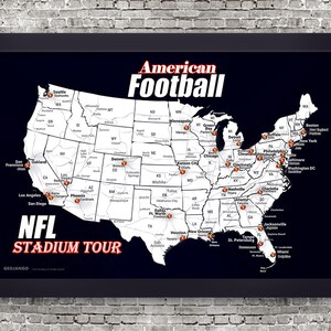 NFL Stadium Map, Sports Map, Sports Push Pin Map | Sports Decor