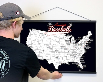 Traditional Baseball Stadium Map: Baseball Park Poster Map | Modern | Ballparks Sports Map With Hanger Options | Sports Map | Baseball Map