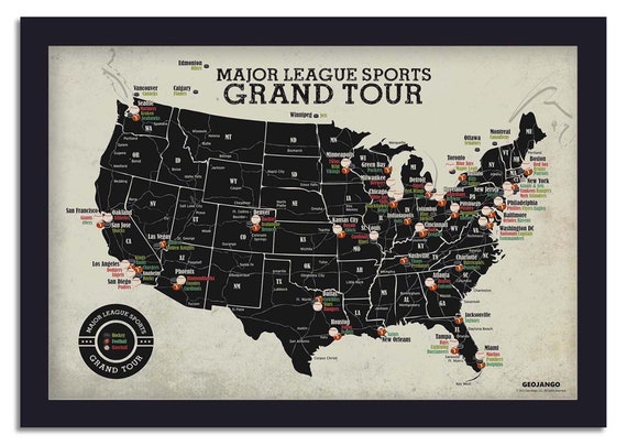 Grand Tour Stadium Map - Baseball + Football + Hockey
