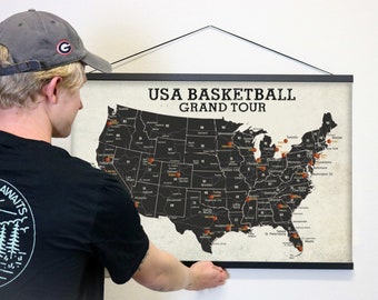 Basketball Stadium Map: Poster | Vintage | Basketball Decor, Sports Decor | Sports Poster with Hanger Option