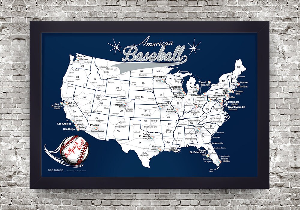 125th ANNIVERSARY　USA BASEBALL MAP パズル Buy Mlb baseball map - united states of baseball Puzzle