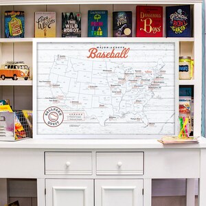 Baseball Map of Stadiums Travel Map - MLB Locations - Framed USA Push Pin Map With Pins or ...